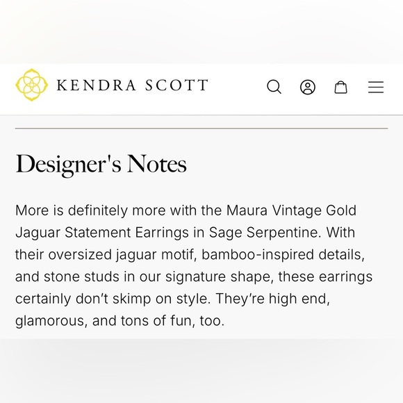 Sold Out Kendra Scott Maura Vintage Gold Jaguar Earrings in Sage Serpentine - Picture 9 of 13